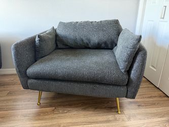 Albany Park "Park" Armchair - Charcoal Gray Bouclé / Gold Legs