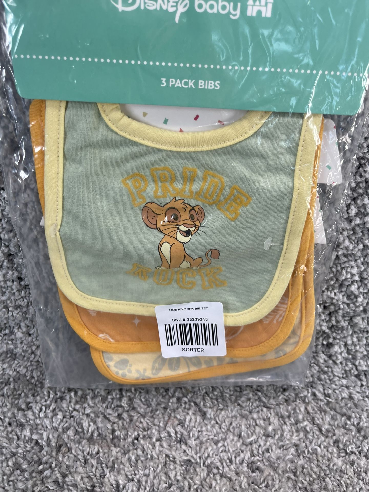 Disney Baby The Lion King Set of 3 Cloth Bibs Multicolor New