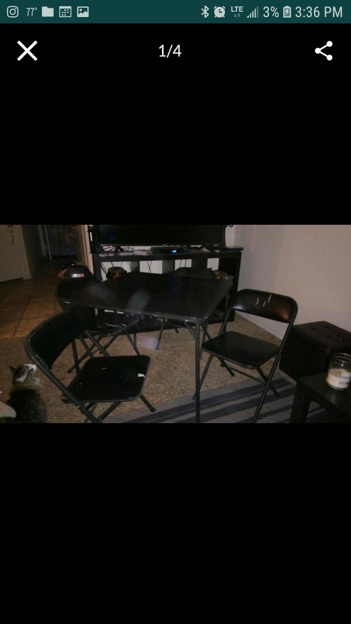 5 Piece Card Table; Square Table Desk with 4 chairs