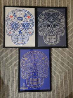 LA Dodgers Calavera Art Prints