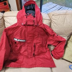 Vintage Tommy Hilfiger Red Ski Jacket With Hoodie