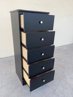 Slim 5 Drawer black with rails