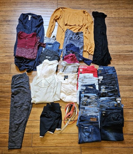 Women's Clothing Lot-Sweaters, Dress, Shirts, 11 pair of Jeans