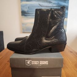 Men's Stacy Adams Stabler Snakeskin Bkack Boots Size 13W (SE San Diego)