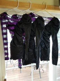 3 costumes for dance or Halloween the top is sheer with a bralette for coverage and the bottoms are shorts. Child medium, teen, and adult small