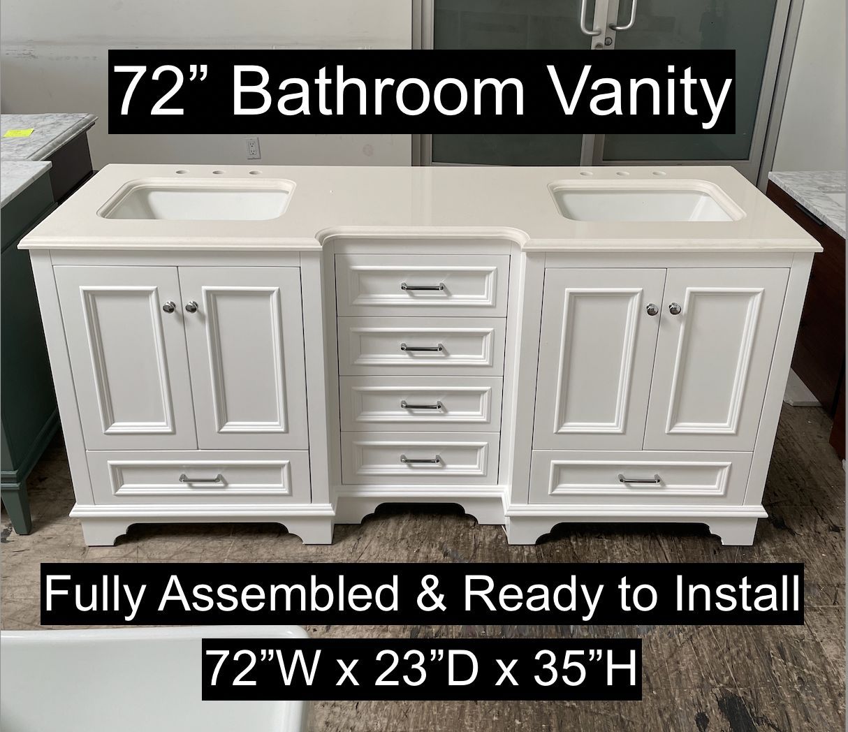 60" Bathroom Vanity with Quartz Countertop & Solid Wood & Plywood Cabinet #3438