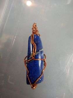 Blue Lapis Pendant wrapped in Copper