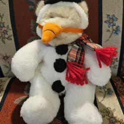 HOLIDAYS STARBUCKS VTG 1999 BEARISTA BEAR IN A SNOWMAN COSTUME STUFFED PLUSH TOY