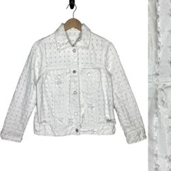 Blank NYC Women’s White Denim Trucker Jacket size XS