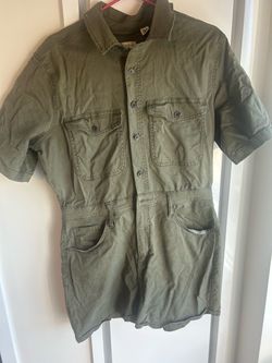 Olive Green Short Sleeve Utility Romper