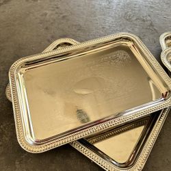 Four stainless steel trays$20