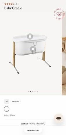 BabyBjorn Baby Cradle White with accessories bundle