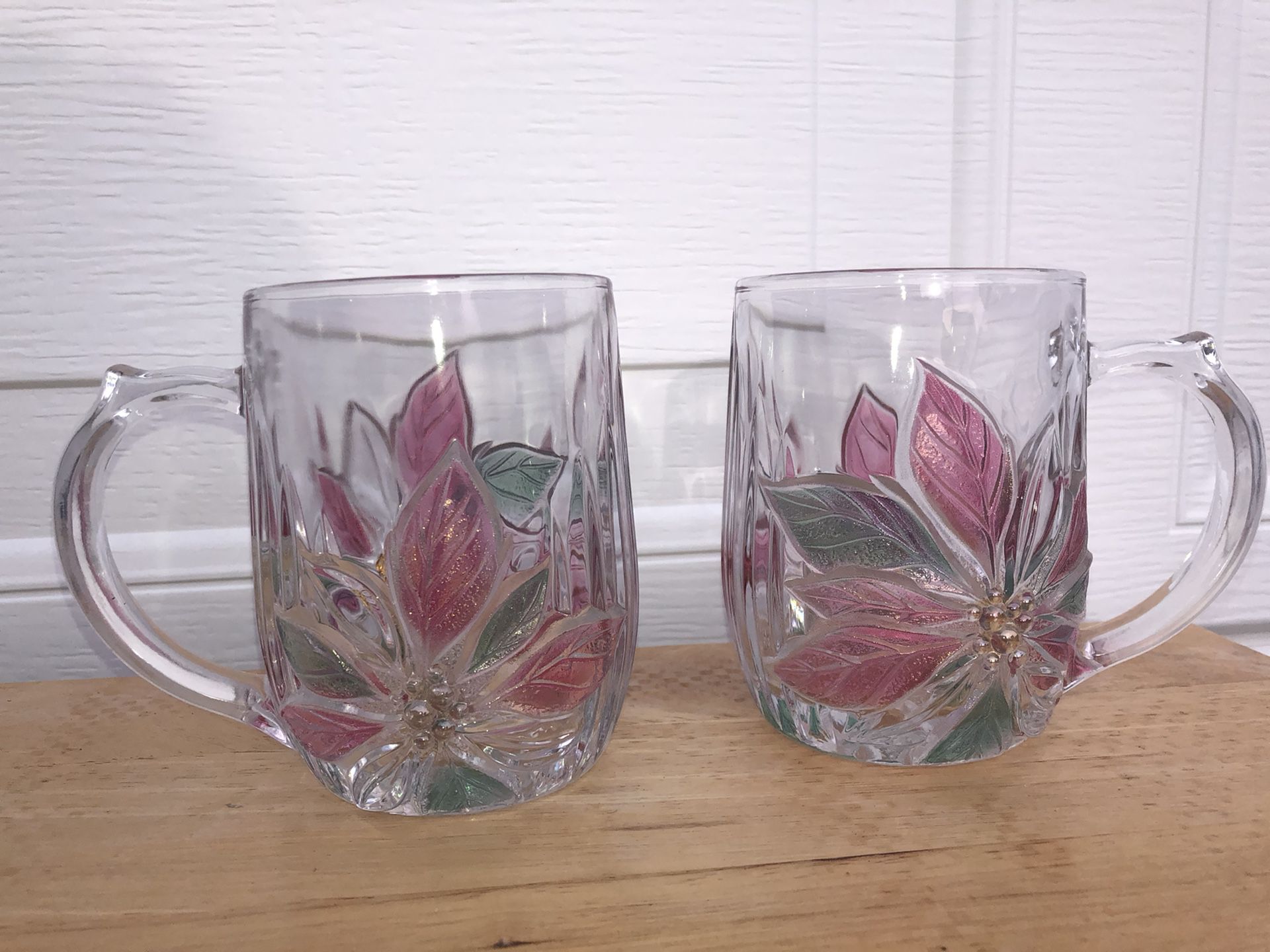 Glass flower mugs