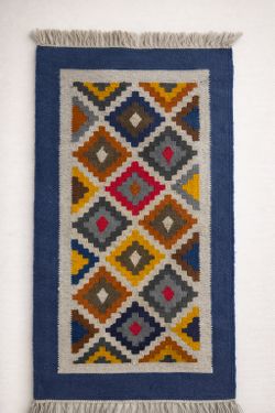Vintage Egyptian wool woven kilim tapestry