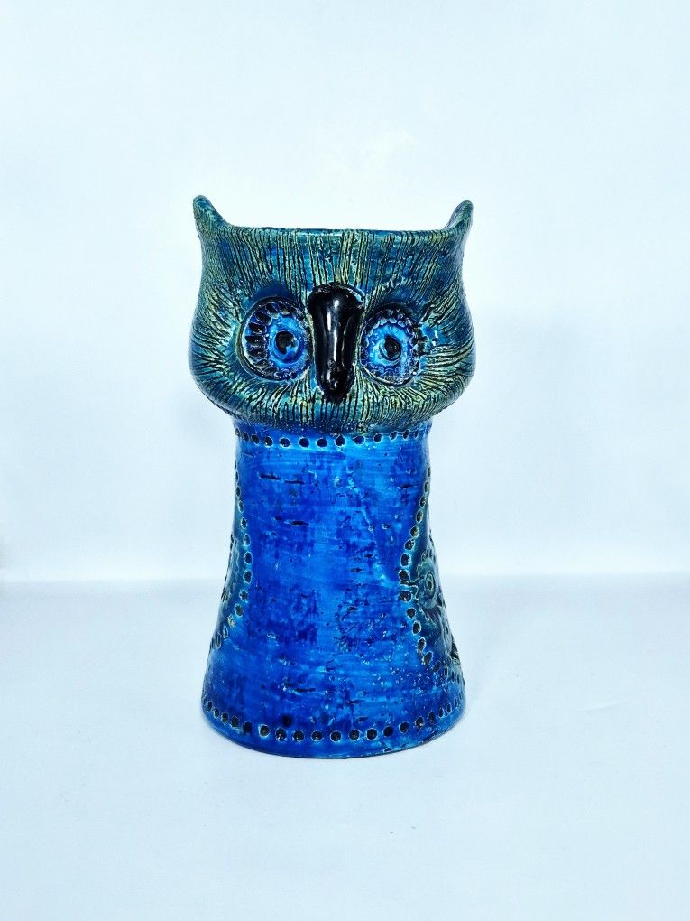 "Rimini Blue" Owl Candle Holder by Aldo Londi for Bitossi