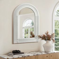 White Arch Rectangle 36-Inch Tall Wall Mirror, Accent and Vanity A2340