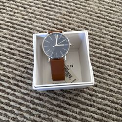 Skagen Denmark Men’s Leather Blue Brown  Carmel Genuine Leather SKW6355 Watch