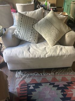 Oversized Light beige Fabric Armchair