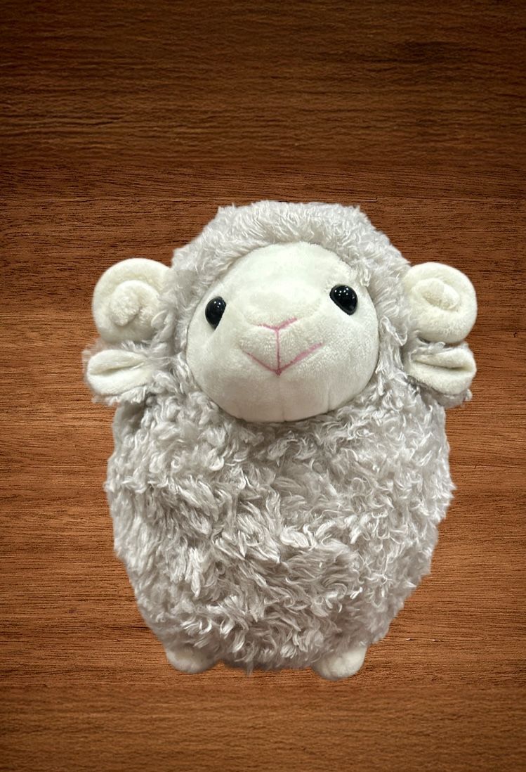 SHEEP BABY FAT STUFFED ANIMAL GREY SOFT PLUSH ANIMAL 9”