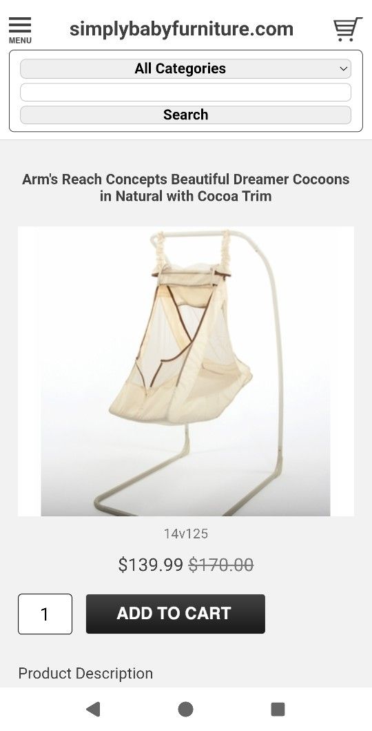 Arm's Reach Concepts Beautiful Dreamer Cocoons in Natural with Cocoa Trim