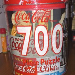 NEW Vintage Coca-Cola 700 Pc Puzzle Canister Metal Tin Can Unopened SEALED