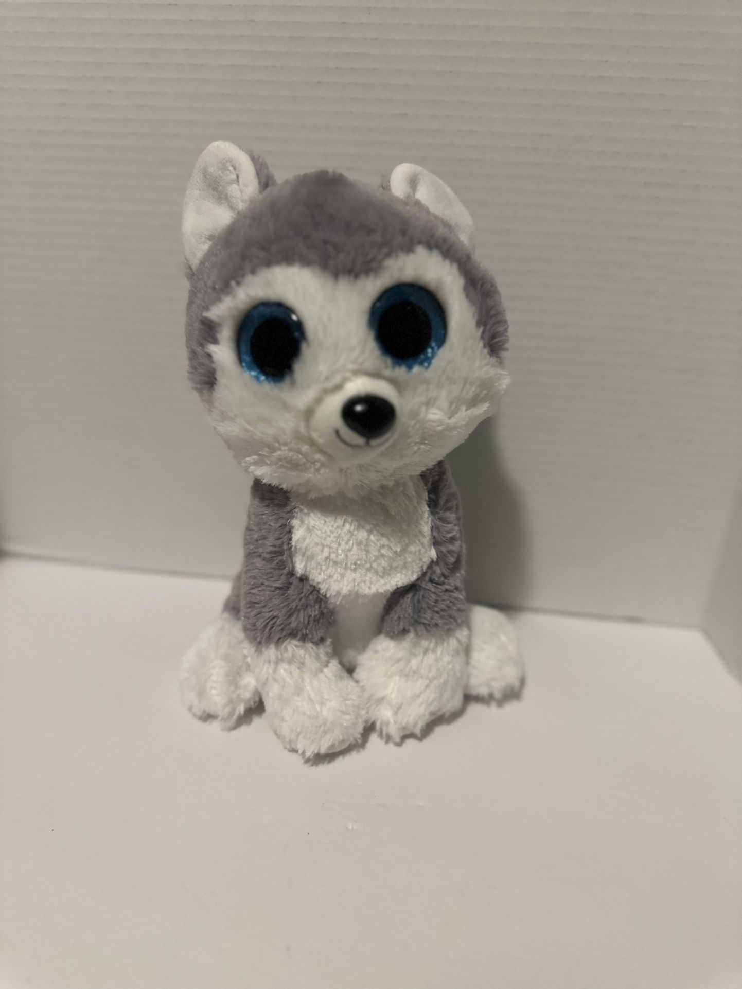 Ty Beanie Boos 2015 SLUSH Husky Puppy Dog 9" Medium Plush Glitter Eyes Blue gray