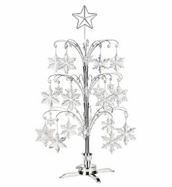 47 in Silver Metal Rotating Ornament Display Tree Stand, 360° Rotation