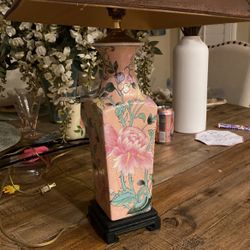 porcelain pink and pale colors antique lamp  