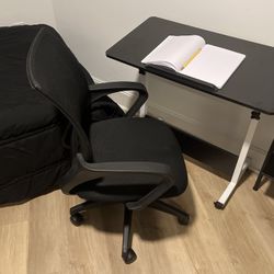 Adjustable Laptop Desk w/ Wheels + Office Chair – Work Setup Ready