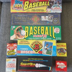 Complete Baseball Card Factory Sets Lot of 9 Total Sets 1986 Sportflics 1990 Bowman 1991 Topps