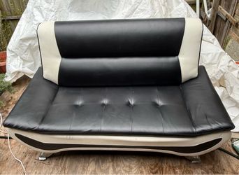 Black and white faux leather couch