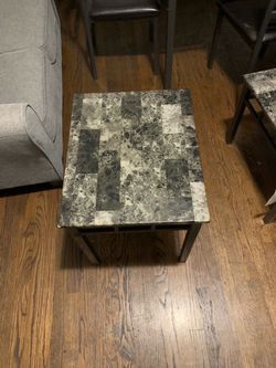 Marble Tile Top End Table with Metal Base