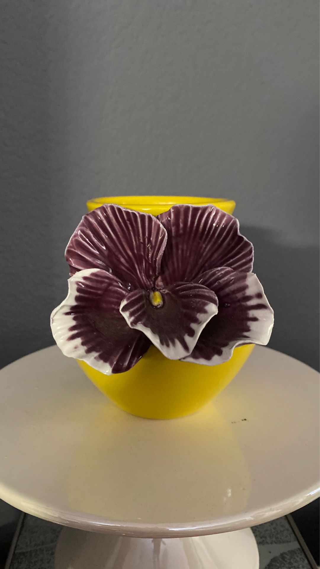 Cute bright yellow vase or makeup brush holder $10
