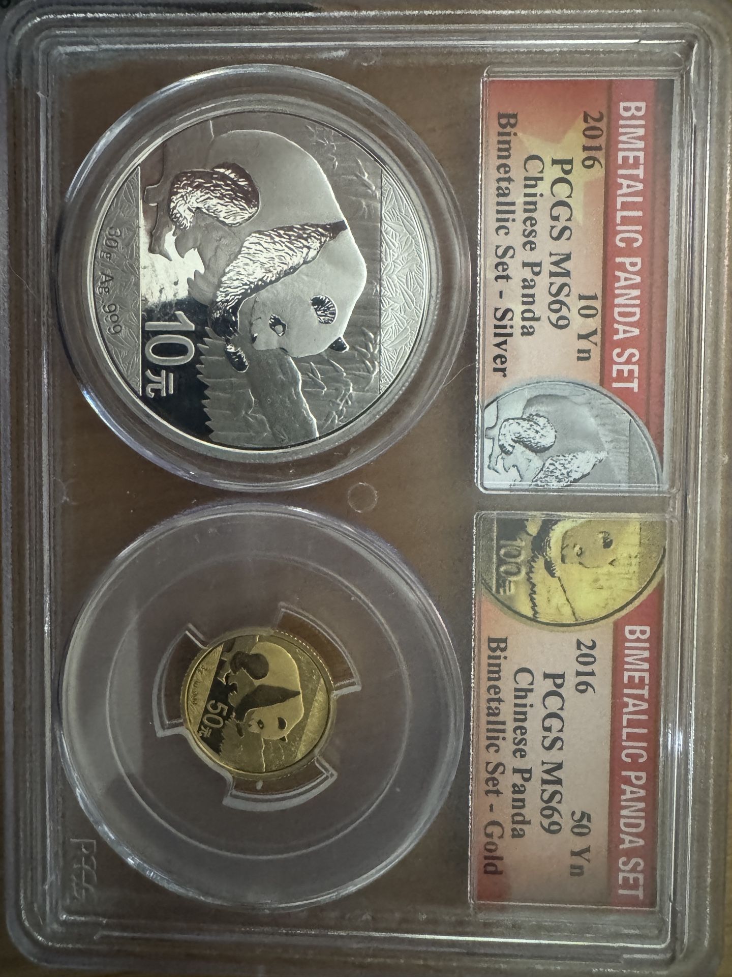 This is a 2016 Chinese Panda Bi-Metallic Coin Set.