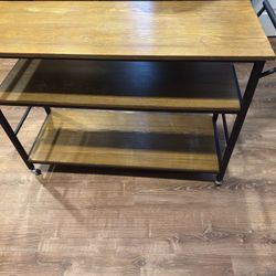 Wood Coffee Bar Rolling Cart