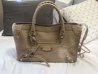 balenciaga city nano crocodile embossed leather