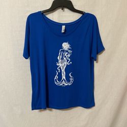 Abella Cobalt Blue Tee with White mermaid Graphic