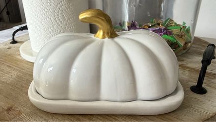 Ceramic Pumpkin Butter Dish with Lid