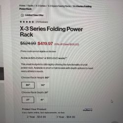 X-3 Series folding power rack 
