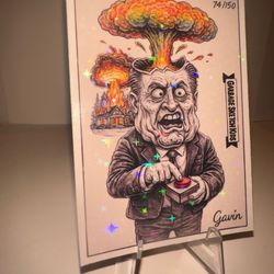 2026 Series Garbage Sketch Kids Card ~ Gavin Newsom wax trump pail vintage