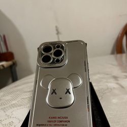 3D Phone Case | Silver Matte Metallic Bear 