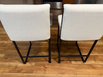 26inch Counter height Beige Linen Bar Stool set of 2 with black metal frame