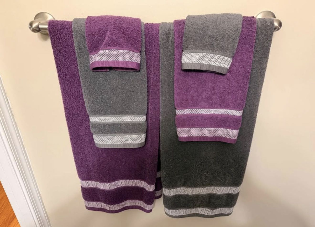Purple/Gray Towel Set (Never Used)