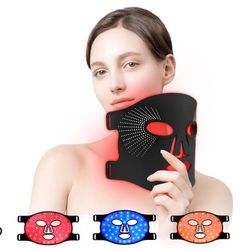 Red Light Therapy for Face, Red Light Therapy Mask, 3 Colors LED Facial Mask for Wrinkle Remove & Anti Aging, Skin Care Home Use,Black

