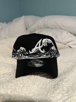 Atlanta Braves Black & White Waves Adjustable A-Frame Hat