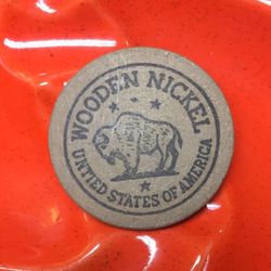 Vintage Wooden Advertising Nickel