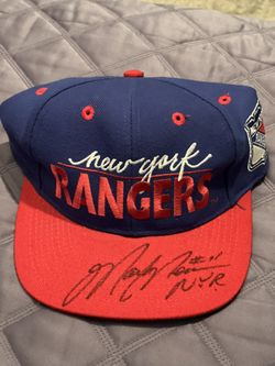 New York Rangers Hat Signed By Mark Messier