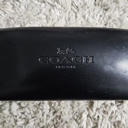 Coach Hard Glasses Case New York Black Leather Eyeglasses Clamshell (6.4L X 2.5W)