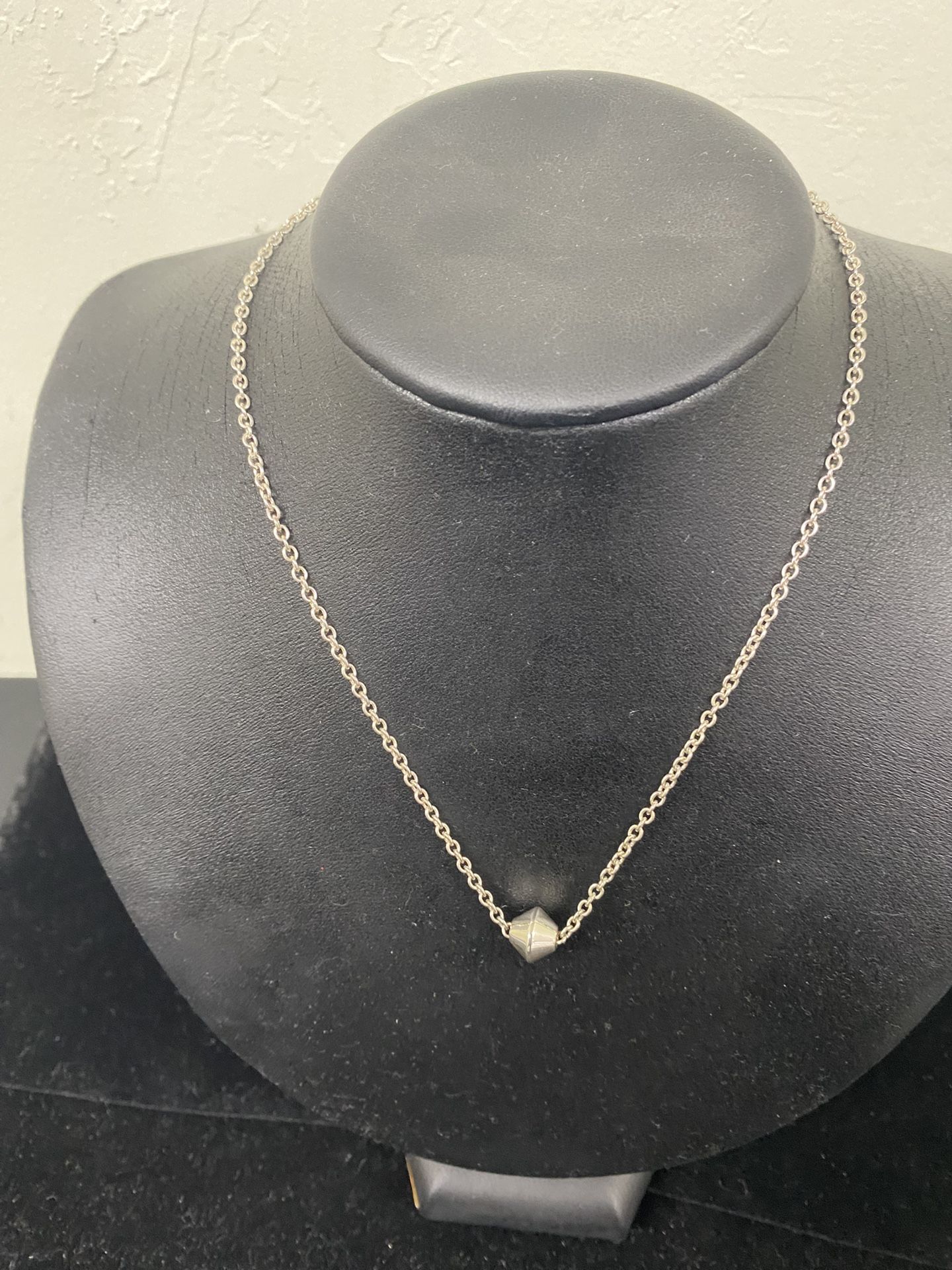 Silver Tiffany & CO 16” Barrel Bead Necklace 