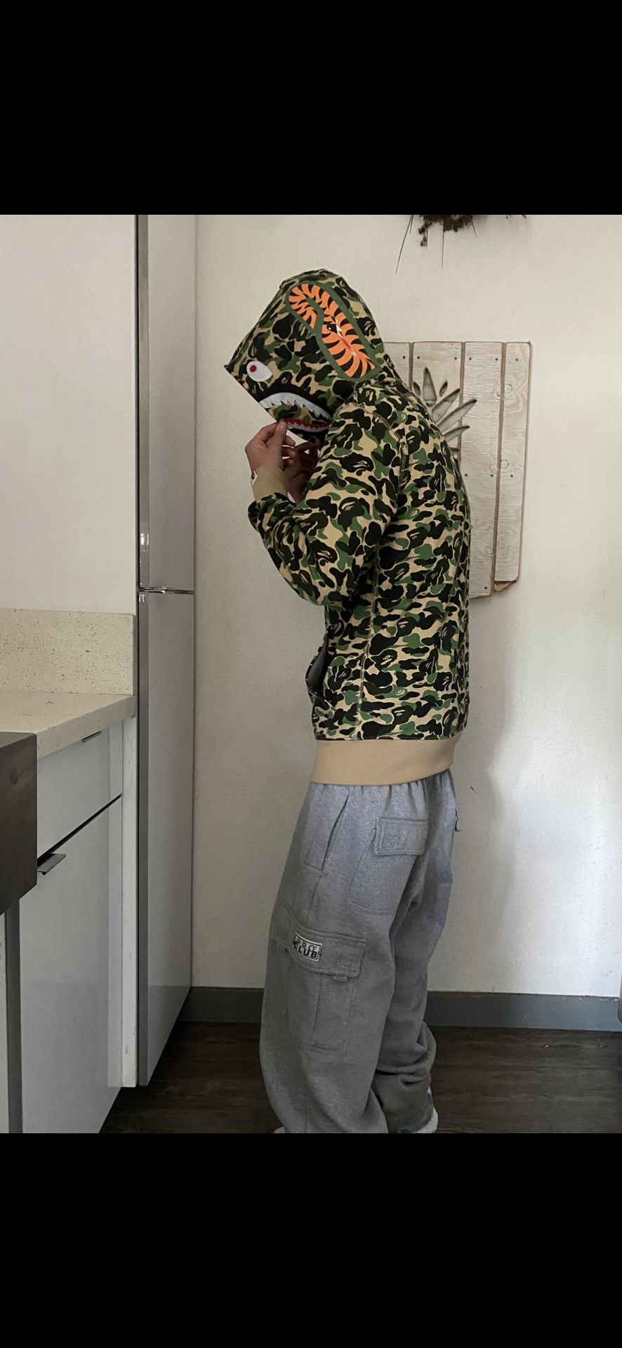 bape-hoodie ,camo lime-green